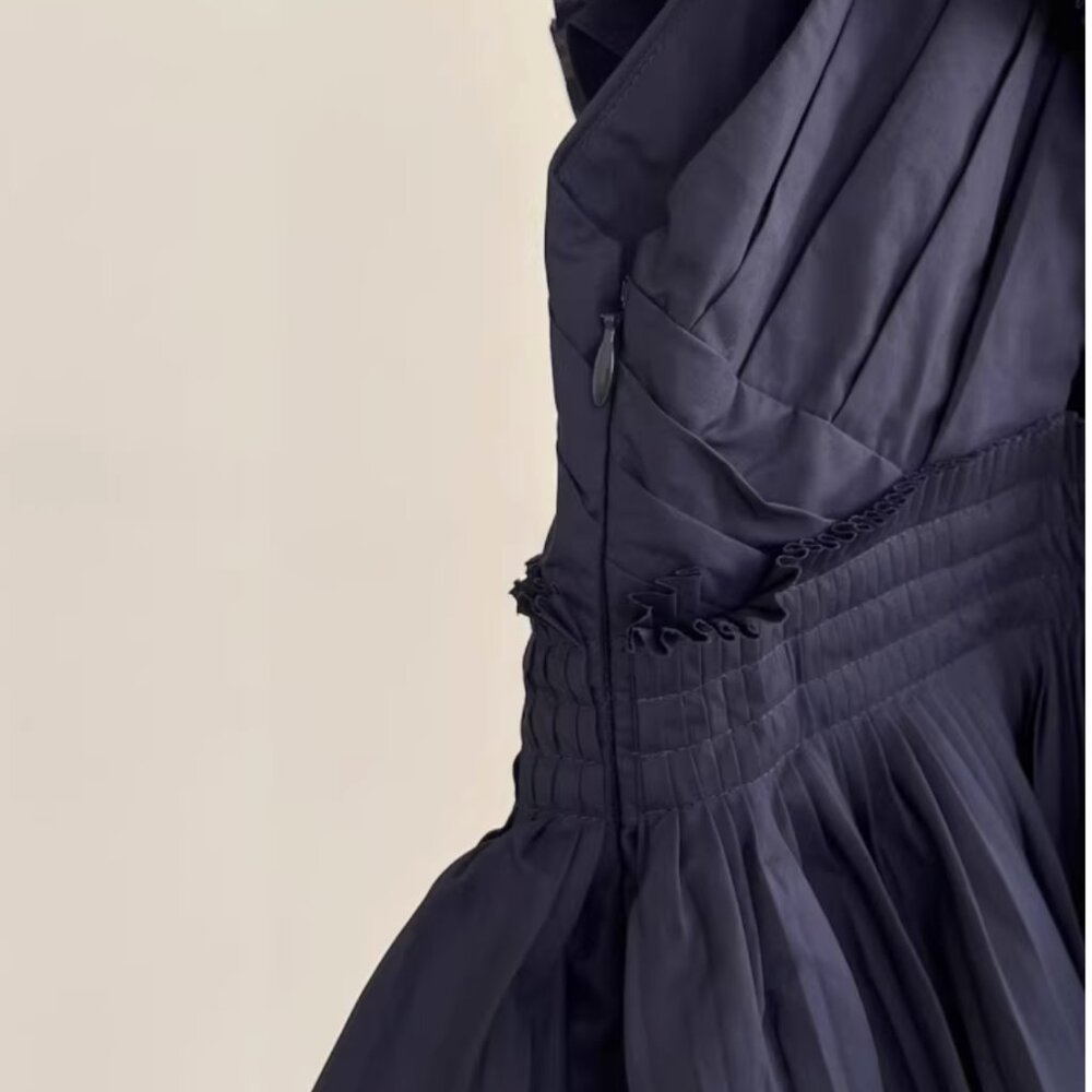 Ulla Johnson Aurore Tiered Ruffle Midi Dress Navy Sz4 Cocktail Event Party - Picture 10 of 11